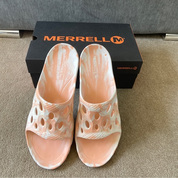 Merrell  Hydro Moc Sliders Size UK 11 Peach Slippers Sandals New With Box - Picture 3 of 9